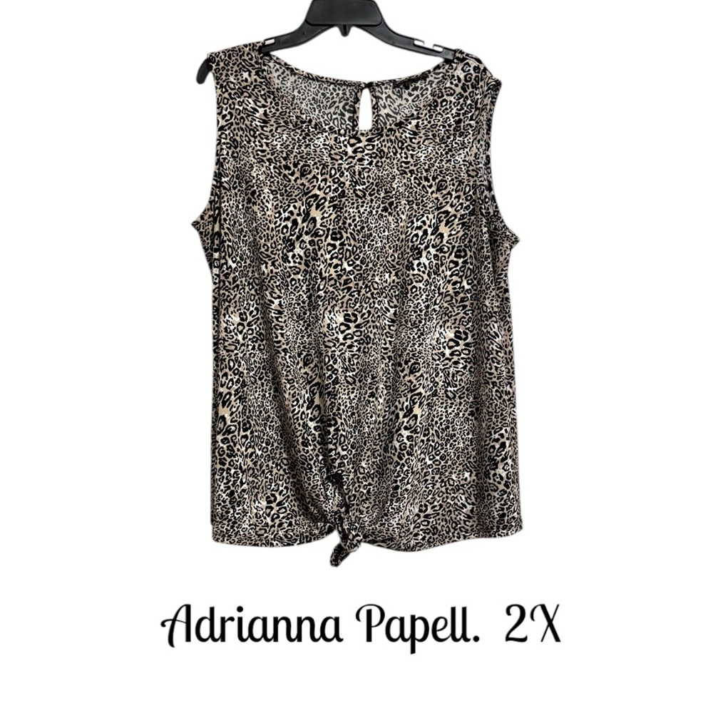 Adrianna Papell ANIMAL PRINT  Sleeveless Top  PLUS: 2X      #U